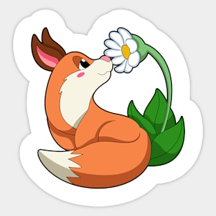 Fox with white Flower Sticker